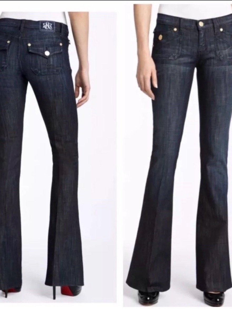 Rock & Republic Mid Wash Flare Jeans With Front Pocket Detail